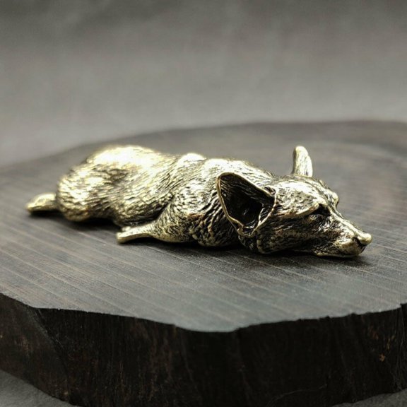 Solid Brass Dog Figurine Statue Animal Figurines Toys House Desktop Decoration