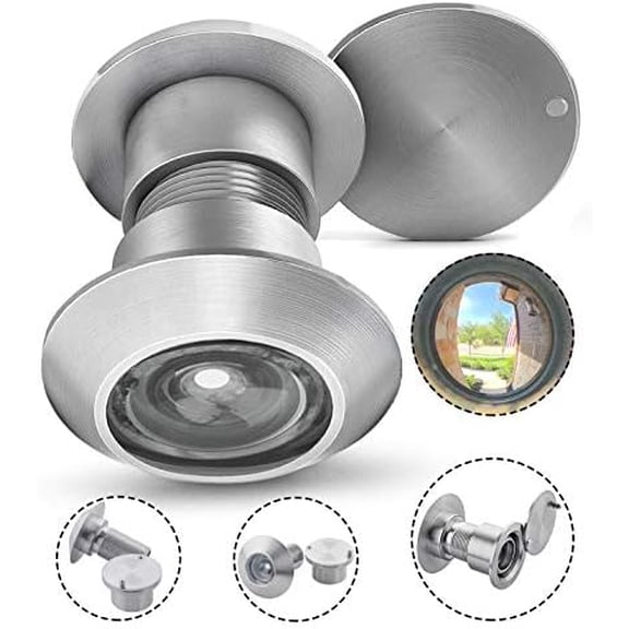 - Solid Brass Door Peep Holes for Front Door, 220-Degree Door Viewer Peephole with Heavy Duty Rotating Privacy Peephole Cover for 1-21/32" to 2-1/8" Thick Door (Satin Nickel Finish)