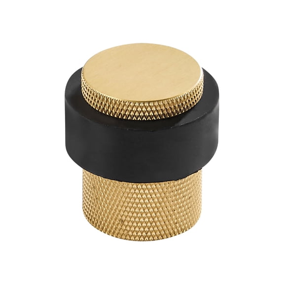 Solid Brass Door Stopper Heavy Duty Cylindrical Floor Mount Door Stop with Rubber, Wall Protector Mounted Doorstop Protect Door Knobs, 1-3/5" Height, 1 Pack, Brushed Brass