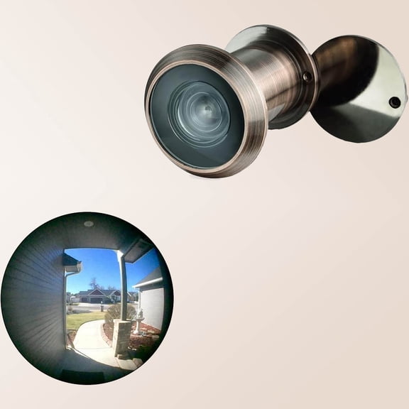 Solid Brass Door Viewer with Heavy Duty Privacy Cover, Antique Copper Finish