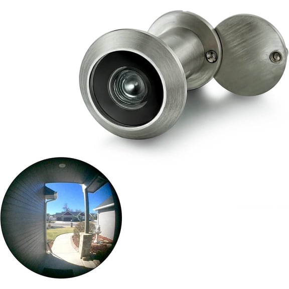 Solid Brass Door Viewer with Heavy Duty Privacy Cover, Satin Nickel Finish