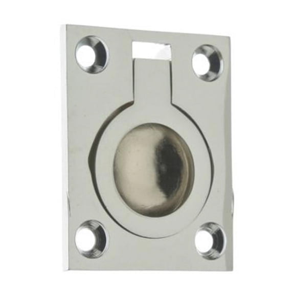 Solid Brass Flush Ring Pull, Polished Chrome