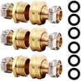 thumbnail image 1 of Solid Brass Garden Hose Repair Connector with Clamps Hose End Repair Kit,Fit for Male and Female Hose Fittings (5/8"-3 Set), 1 of 6