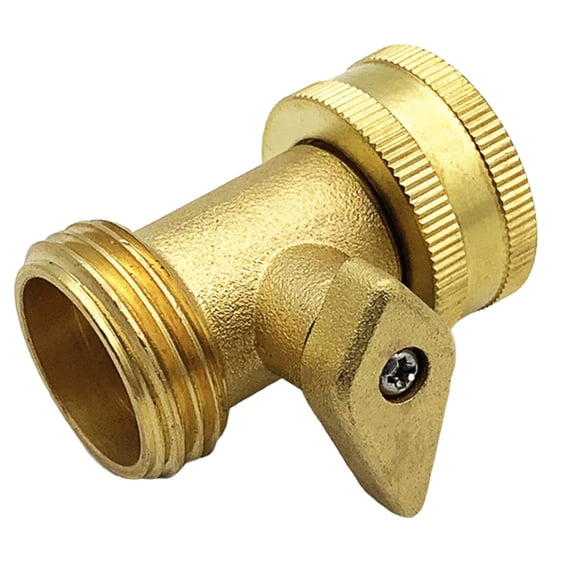 Solid Brass Garden Hose Shut Off 3/4 Inch GHT Heavy Duty Outdoor Water Flow Control Connector for Irrigation System