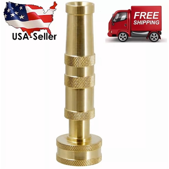PURELY- Solid Brass Garden Spray Nozzle 4" Adjustable Twist Water Hose Nozzle Usa Stock