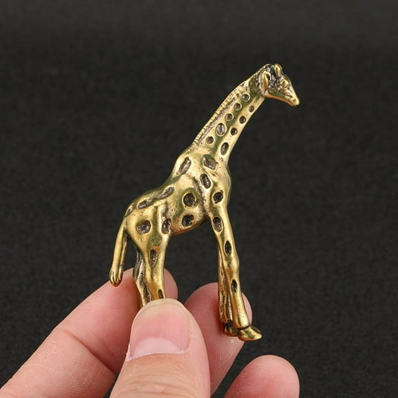 Solid Brass Giraffe Statue Desktop Ornament Vintage Animal Figurines Miniatures Decorations Crafts Home Decors