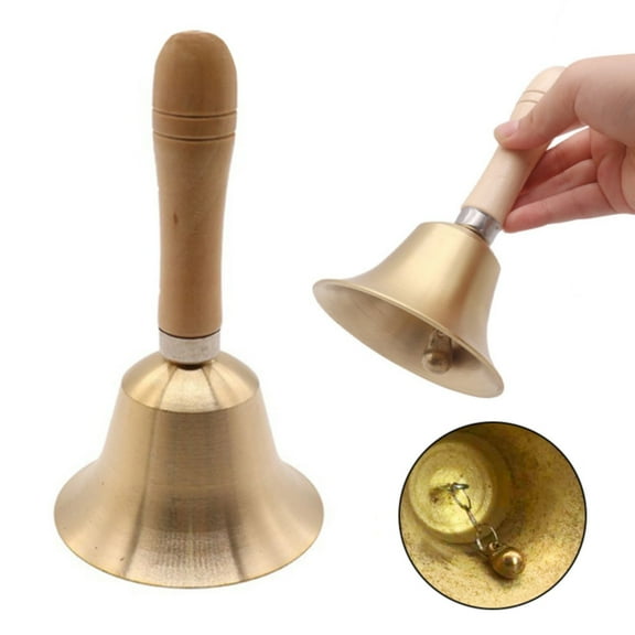 Solid Brass Hand Bell With Wooden Handle, Premium Handheld Service Bell, Solid Brass Dinner Bell Service Bell Pet Training For Church, Restaurant, Hotel, Christmas, Birthday Walmart Pallets