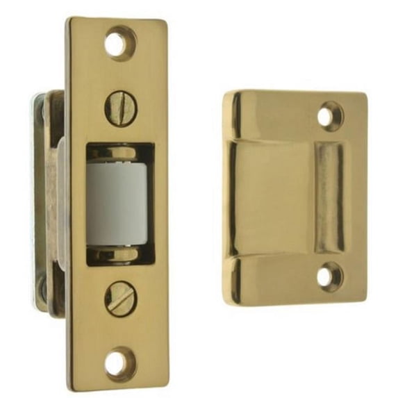 Solid Brass Heavy Duty Silent Roller Latch with Adjustable Square Strike, Polished Brass