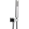 thumbnail image 1 of Solid Brass High Pressure Hand Held Shower Wand Square Head with Adjustable Supply Elbow Wall Connector Shower Holder and Hose Set, Brushed Nickel, 1 of 9