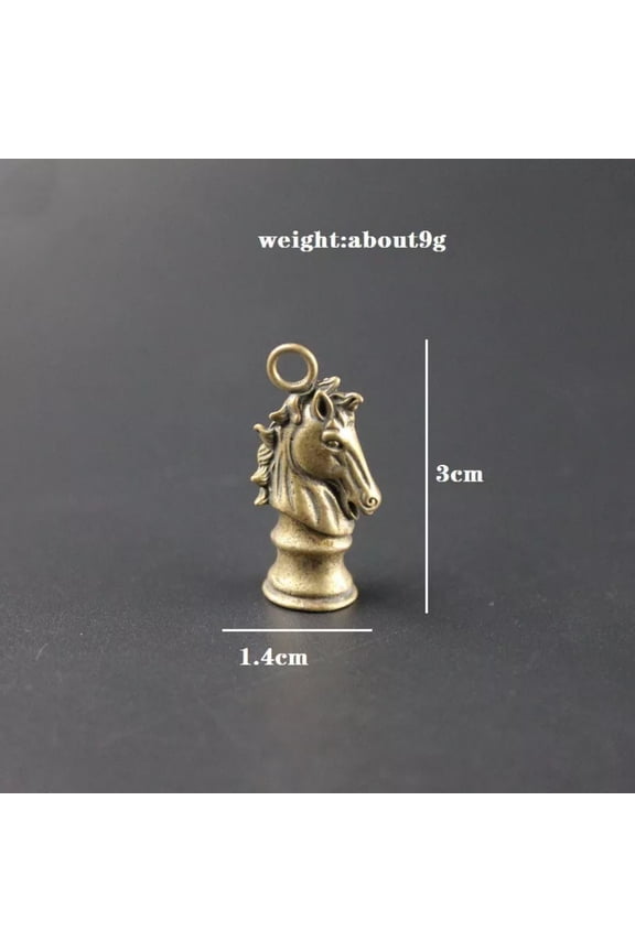 Solid Brass Horse Head Keychain Chess Knight Charm Purse Charm Men's Jewelry Gift Accessory