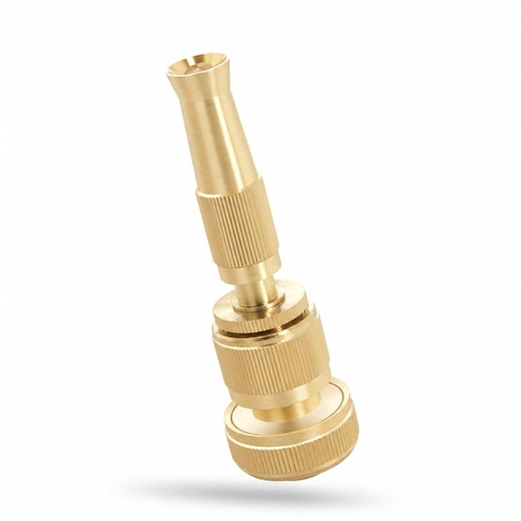 Solid Brass Hose Nozzle for Garden Hose, Adjustable Jet Spray | 3/4 Inch GHT Fit, O-Ring Seal, Mist-to-Jet Twist Control for Cars, Patio, Pets, Seedlings