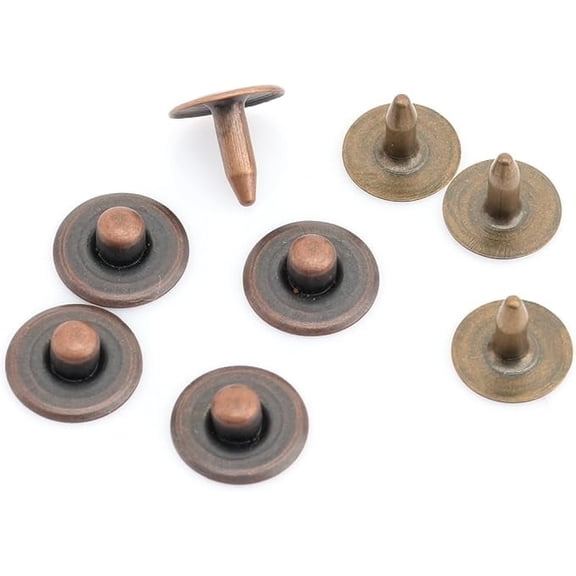 CRAFTME STUDIO 3/8 Inch Solid Brass Jean Rivets with Washable Denim Fasteners Nipple Rivets, 50 Sets (Antique Copper)
