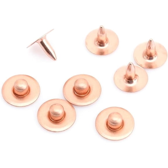 CRAFTME STUDIO 3/8 Inch Solid Brass Jean Rivets with Washable Denim Fasteners Nipple Rivets, 50 Sets (Copper)