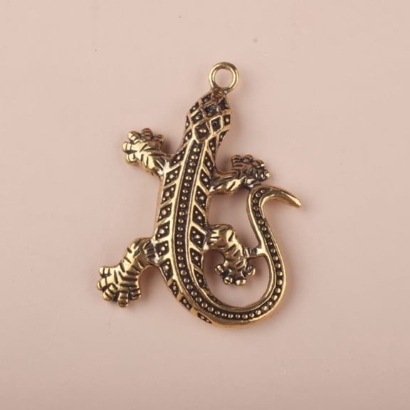 Solid Brass Keychain Lizard Pendant Chinese Style Home Desk Ornament