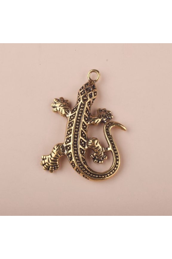 Solid Brass Keychain Lizard Pendant Chinese Style Home Desk Ornament