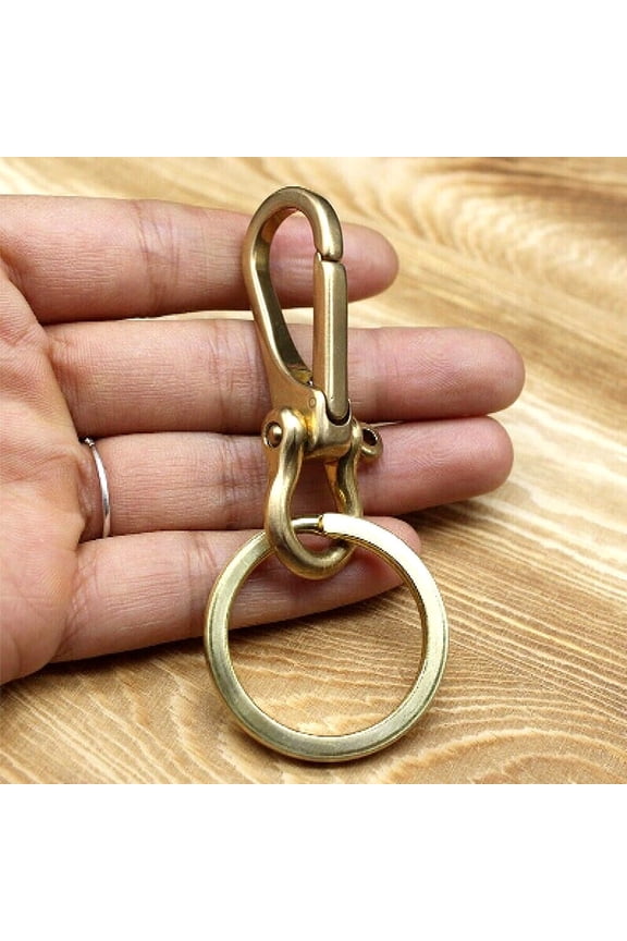 Solid Brass Keychains Pants Clip Bag Hook Handmade Car Keyrings Key Holder EDC##