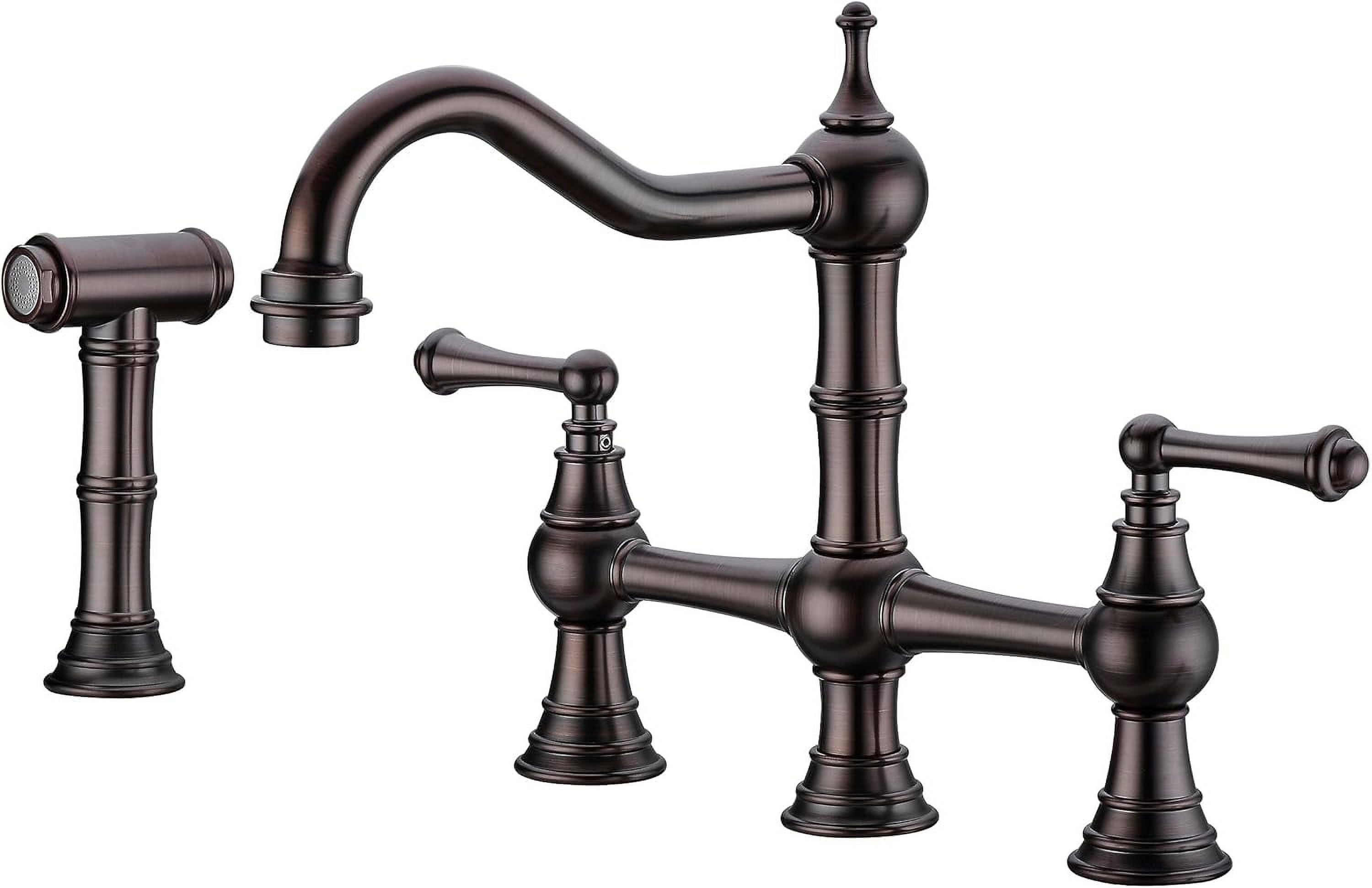 Solid Brass Kitchen Sink Faucet Titanium Bridge Kitchen Faucet with