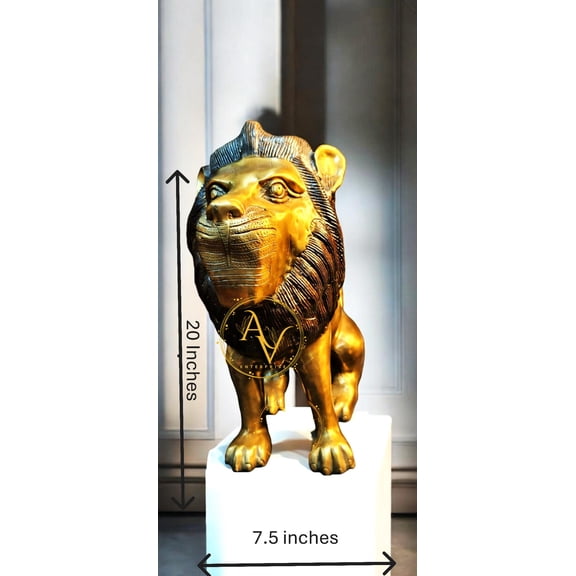 Solid Brass Lion Statue - 20 Inch Statement Piece, Vintage Brass Lion Sculpture Statue, King of the Jungle Statue, Panthera, Home Decoration