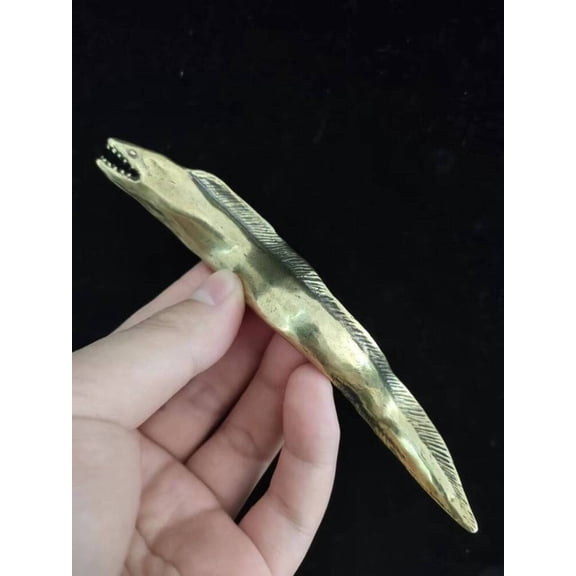 Solid Brass Mini Fish Statue Bronze Eel Sculpture Tea Pet Boutique Vintage