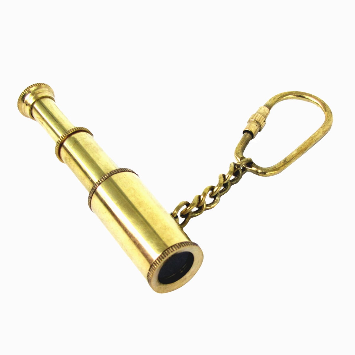 Solid Brass Miniature Functional Collapsible Telescope Keychain Solid Brass Miniature Functional Collapsible Telescope Keychain