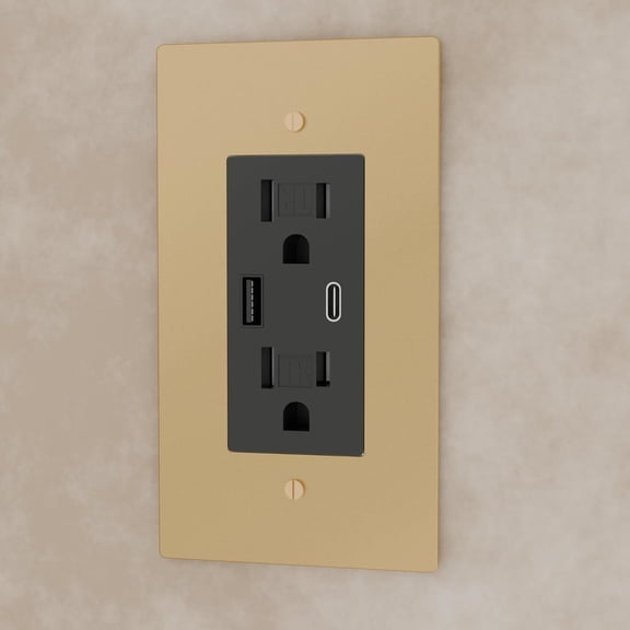 Solid Brass Outlet– Decorative Wall Plate for Standard Electrical Outlets – UL Listed | Residential & Commercial Use - Durable Heavy-Duty Brass, Easy Installation | 120 VAC - US Style