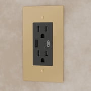 Solid Brass Outlet  Decorative Wall Plate for Standard Electrical Outlets   UL Listed | Residential & Commercial Use - Durable Heavy-Duty Brass, Easy Installation | 120 VAC - US Style