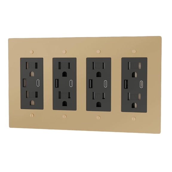 Solid Brass Outlet – Decorative Wall Plate for Standard Electrical Outlets – UL Listed | Residential & Commercial Use - Durable Heavy-Duty Brass, Easy Installation | 120 VAC - US Style