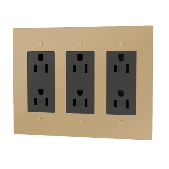 Solid Brass Outlet – Decorative Wall Plate for Standard Electrical Outlets – UL Listed | Residential & Commercial Use - Durable Heavy-Duty Brass, Easy Installation | 120 VAC - US Style