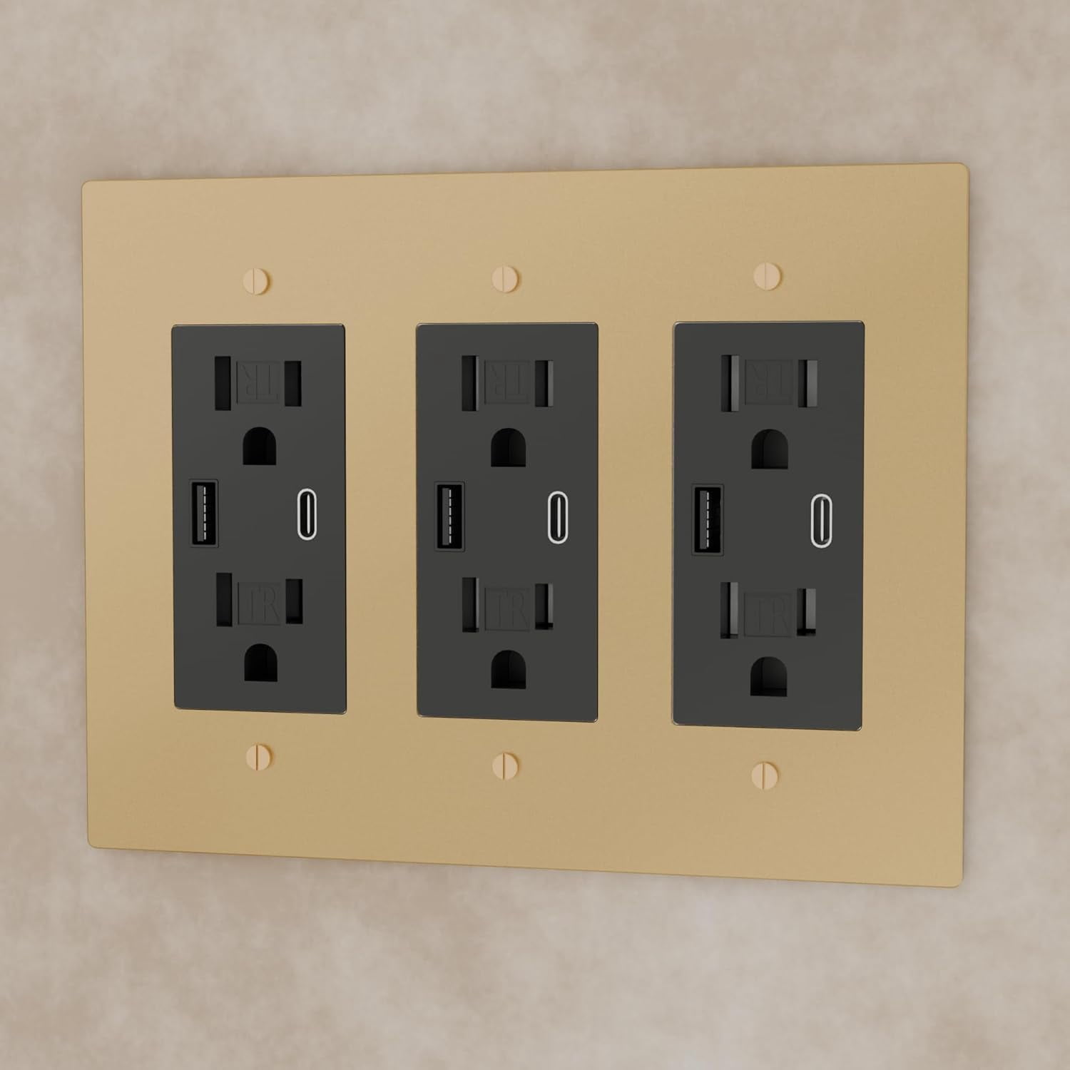 Solid Brass Outlet – Decorative Wall Plate for Standard Electrical Outlets – UL Listed | Residential & Commercial Use - Durable Heavy-Duty Brass, Easy Installation | 120 VAC - US Style