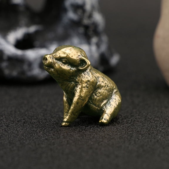 Solid  Brass Pig Figurine Small Statue Home Ornaments Animal Figurines Decor