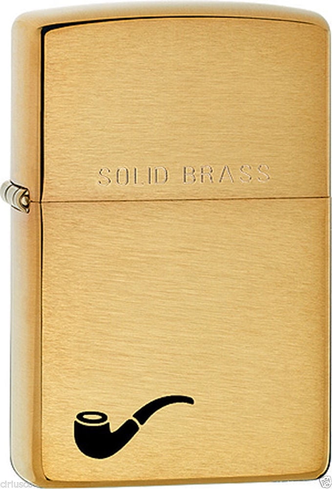 Solid Brass Pipe Zippo Lighter with Pipe Smokers Logo
