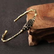 Solid Brass Pixiu Bracelet Bamboo Style Unisex Feng Shui Vintage Jewelry for Protection Wealth and Spiritual Balance