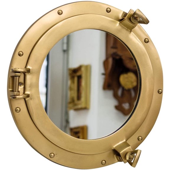 Solid Brass Porthole Mirror (Brass Polished) - (30 Inches)
