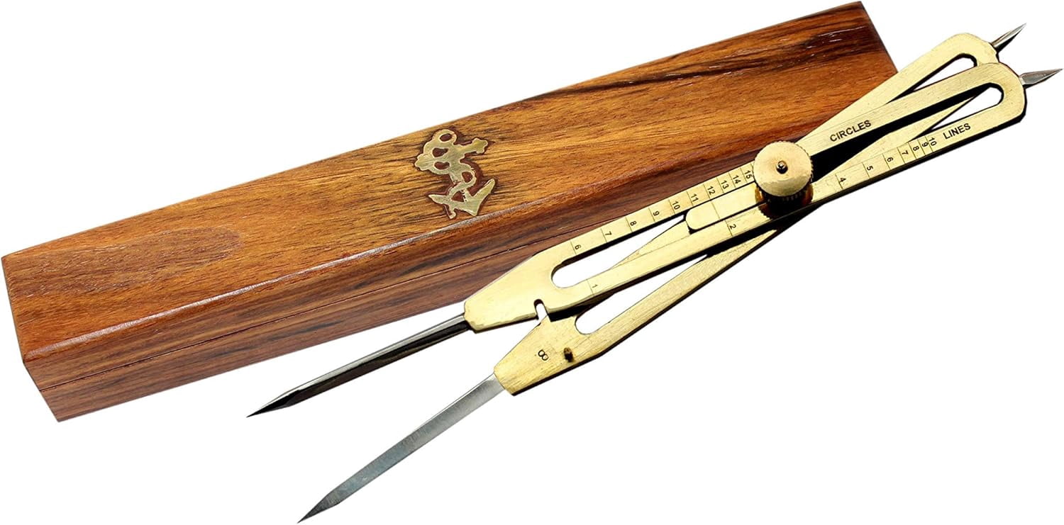 Solid Brass Proportional Divider 9 inch with Nice Hardwood Box