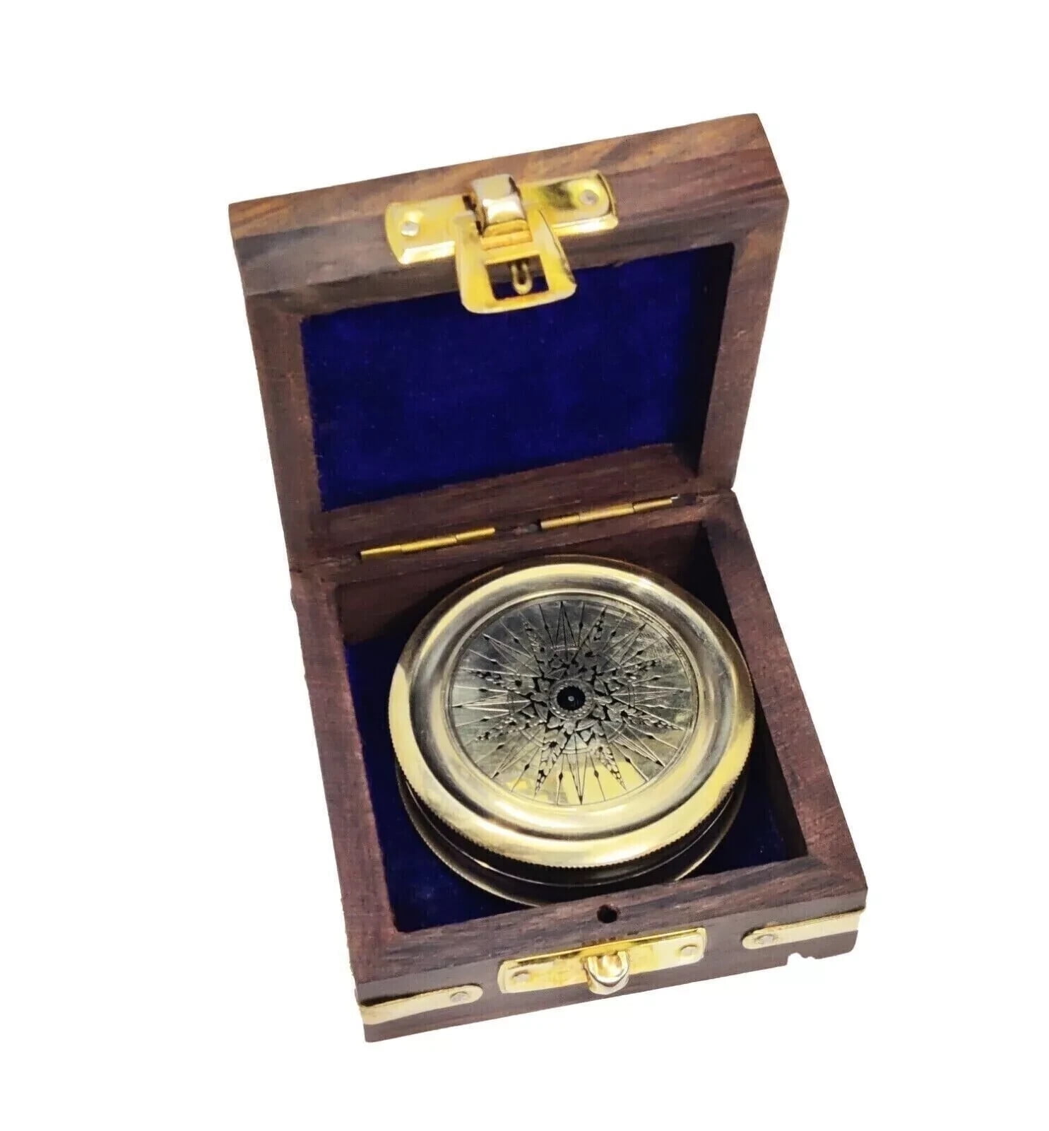 Solid Brass Push Button Pocket Compass Stanley London 1917 Ship, Reproduction