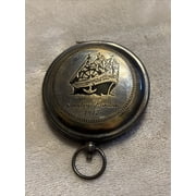 Solid Brass Push Button Pocket Compass Stanley London 1917 Ship, Reproduction