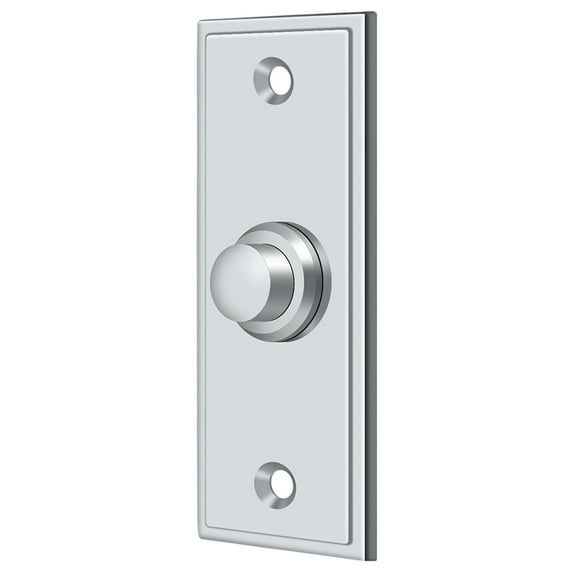 Solid Brass Rectangular Contemporary Bell Button (Chrome)