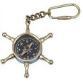 thumbnail image 1 of Solid Brass Ship's Wheel Compass Key Chain, 1 of 1