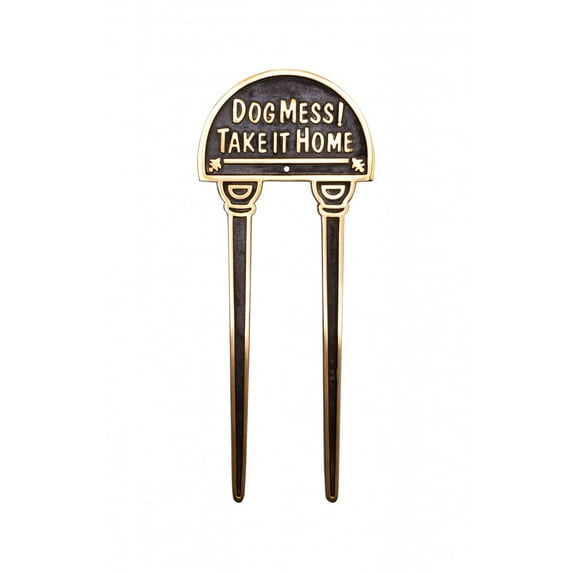 Solid Brass Sign Gardend Yard Dog Mess! Polished Plaques | Renovator's Supply