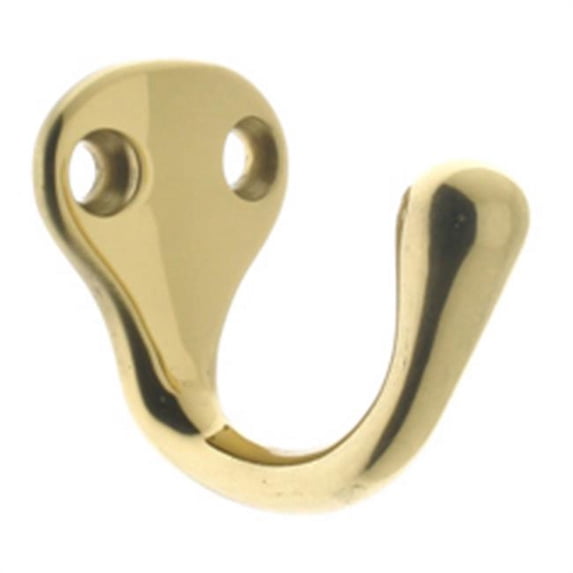 Solid Brass Single Hook, Satin Brass