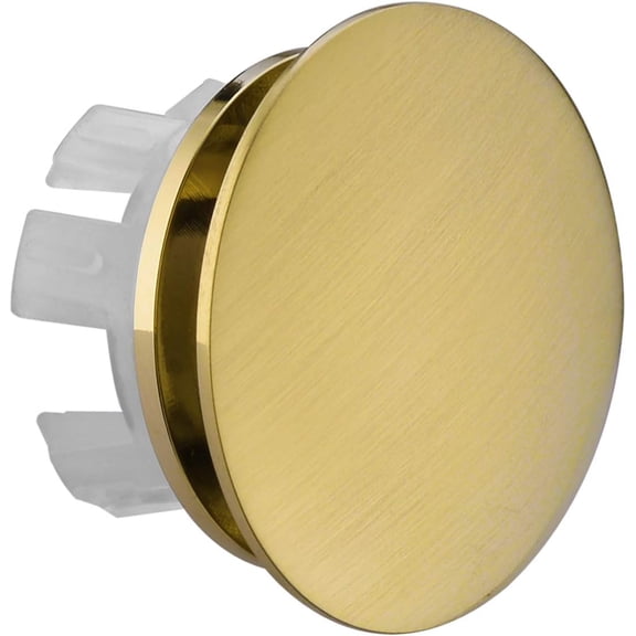 Solid Brass Sink Overflow Cap Round Hole Cover for Bathroom Basin, Brushed Brass Gold Finished