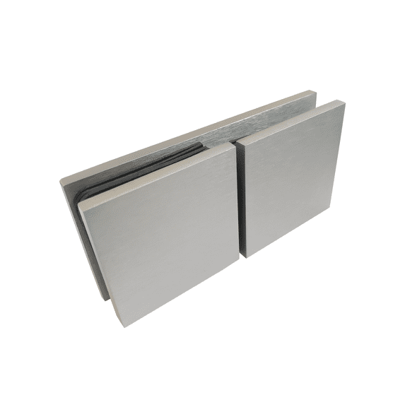 Solid Brass Square 180 Degree Glass to Glass Clamp for Glass Thickness 3/8" (10 mm) to 1/2" (12 mm), Satin Brush Finish