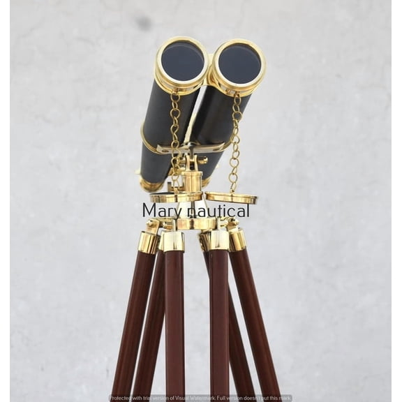 Solid Brass Standing Binoculars for Adults, Nautical Decor Binoculars for Bird Watching, Standing, Vintage, Antique, Outdoor, Hiking, Tripod, Binoculars, Hunting, Camping, Marine