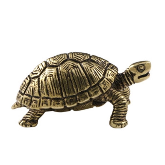 Solid Brass Tea Pet, Tortoise Figurine for Wealth & Longevity, Traditional Cast Desktop Decor for Tea Ceremony