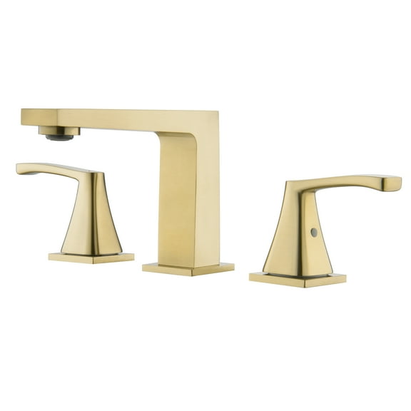 Solid Brass Three Hole Bathroom Sink Faucet, Double Handle Deck Mounted Widespread Faucet