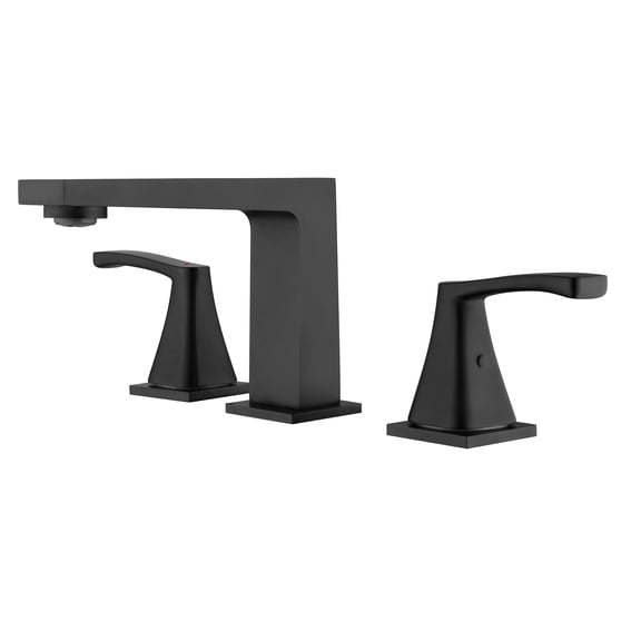 Solid Brass Three Hole Bathroom Sink Faucet, Double Handle Deck Mounted Widespread Faucet