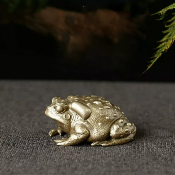 Solid Brass Toad Sculpture Fortune Decor Collectible Figurine Wealth Symbol