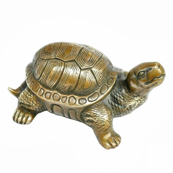 Solid Brass Turtle Sculpture Antique Home Decor Fortune Symbol Figurine