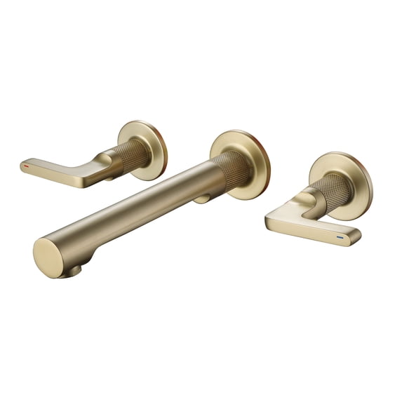 Solid Brass Wall Mounted Bathroom Sink Faucet, Two Lever Handle Basin Faucet
