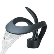 Solid Brass Waterfall Basin Faucet Single Handle Hot Cold Water Mixer Tap For Bathroom Sink -Modern Design
